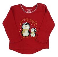 Červené triko s tučňáky Primark
