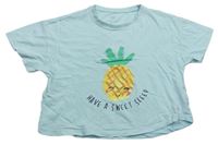 Světlemodré crop tričko s ananasem F&F