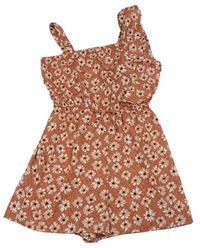 Růžový květinový kraťasový overal Primark