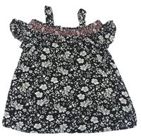 Černý květinový halenkový top Matalan