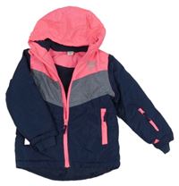 Tmavomodro-růžová šusťáková zimní bunda s kapucí Kiki&Koko 