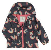 Šedá šusťáková jarní bunda s duhami a kapucí George