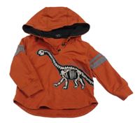 ORanžová mikina s dinem a kapucí 