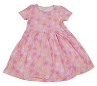 Růžové bavlněné šaty s palmami Dunnes