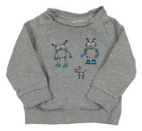 Šedá mikina s roboty Mangunn