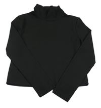 Černé žebrované crop triko Shein