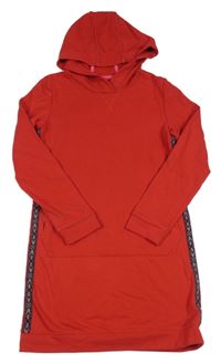 Červené teplákové šaty s proužkem a kapucí S. Oliver