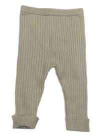 Světlebéžové úpletové žebrované kalhoty Little nutmeg