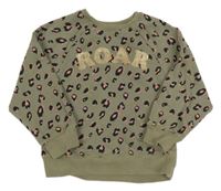 Khaki mikina s leopardím vzorem a nápisem Next