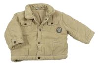 Béžová manšestrová zateplená bunda s nášivkou C&A