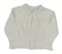 Bílý perforovaný propínací svetr John Lewis