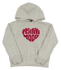 Bílo-šedá melírovaná mikina s nápisem a kapucí okaidi