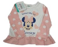Nové - bílo-růžové triko s puntíky a Minnie Disney