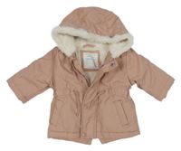 Růžová šusťáková zimní parka s kapucí Primark