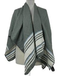 Dámský šedý svetrový pléd s pruhy 