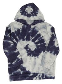 Modrošedá batikovaná sportovní mikina s kapucí