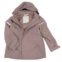 Starorůžová šusťáková nepromokavá jarní bunda s odepínací kapucí H&M