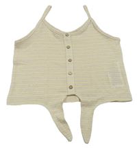 Světlerůžovo-vanilkový pruhovaný crop top s knoflíky Only