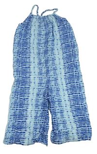 Světlemodro-modrý vzorovaný culottes overal 