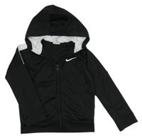 Černo-bílá propínací sportovní mikina s logem a kapucí Nike 