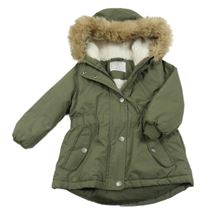 Khaki šusťáková zimní parka s kapucí Primark