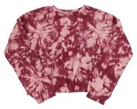 Vínovo-růžová batikovaná crop mikina Primark