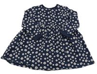 Tmavomodré teplákové květované šaty F&F