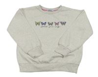 Světlebéžová melírovaná mikina s motýly Primark