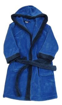 Modrý chlupatý župan s kapucí 
