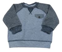 Tmavo-světlemodrá mikina s knoflíčkem Next