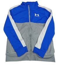 Modro-bílo-šedá sportovní funkční propínací mikina s logem Under Armour