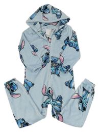 Světlemodrá chlupatá kombinéza se Stitchem a kapucí Disney