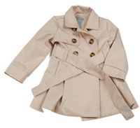 Světlerůžový šusťákový jarní kabát s páskem 