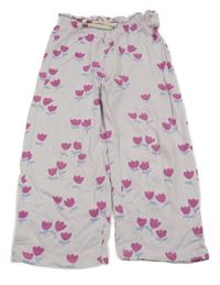 Lila květované široké tepláky s květy Zara