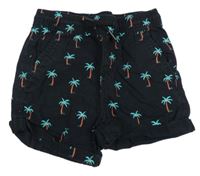 Černé plátěné kraťasy s palmami Primark