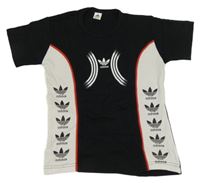Černo-bílé tričko s logy Adidas vel. 176
