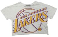 Bílé crop oversize tričko s nápisem - Lakers
