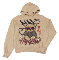 Béžová mikina s medvědem a kapucí H&M