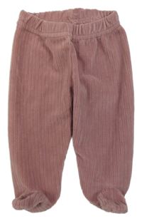Starorůžové žebrované sametové polodupky 