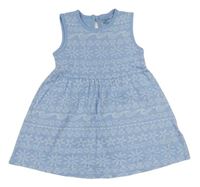 Modré bavlněné šaty s plážovým motivem Primark