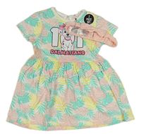 2set - Barevné bavlněné šaty 101 Dalmatinů + růžová čelenka Disney