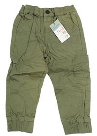 Khaki plátěné cuff kalhoty Primark