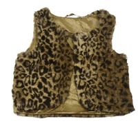 Béžovo-hnědá vzorovaná kožešinová podšitá vesta H&M