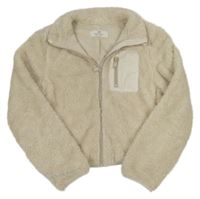 Béžová chlupatá crop bunda H&M