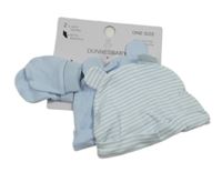 Nové - 3set - Modrá + pruhovaná čepice + modré rukavice Dunnes