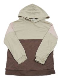 Hnědo-béžovo-růžová mikina s kapucí H&M