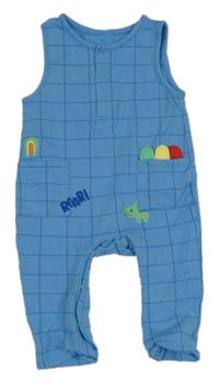 Modré kostkované laclové tepláky s dinosaurem Dunnes