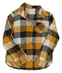 Medovo-šedo-bílá kostkovaná košile Orchestra