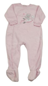 Světlerůžový fleecový overal s kočičkou Ergee 