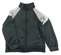 Tmavošedo-šedá sportovní propínací mikina s pruhy Primark 